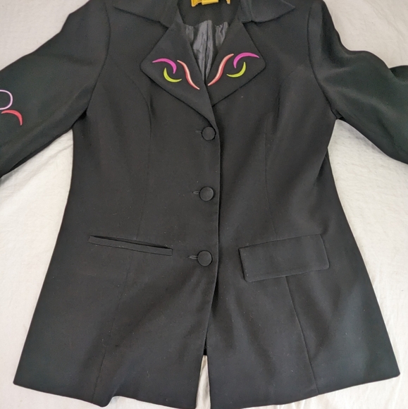 Psalm: CIV Black Blazer with Embriodered Lapel and Sleeves Size 12. Bag 7 - Picture 11 of 15